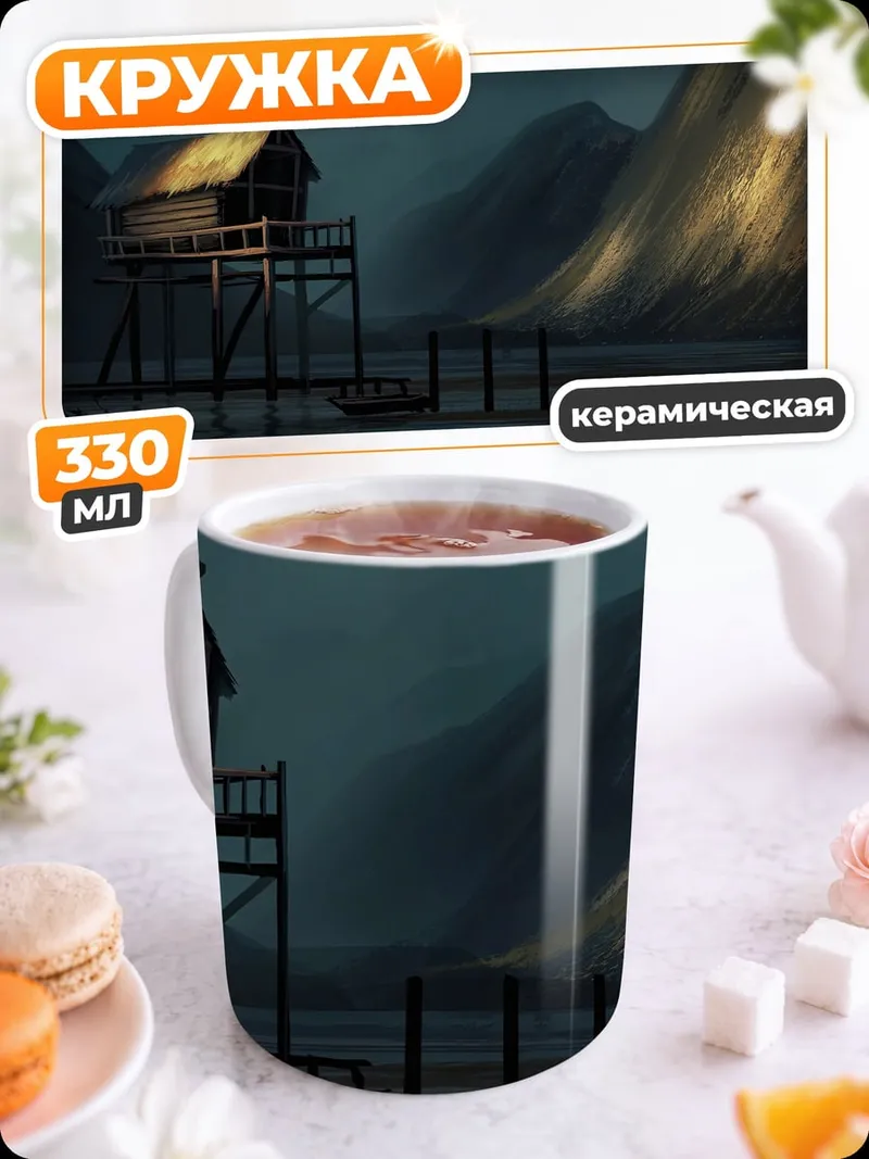 Кружка керамическая Домик на сваях