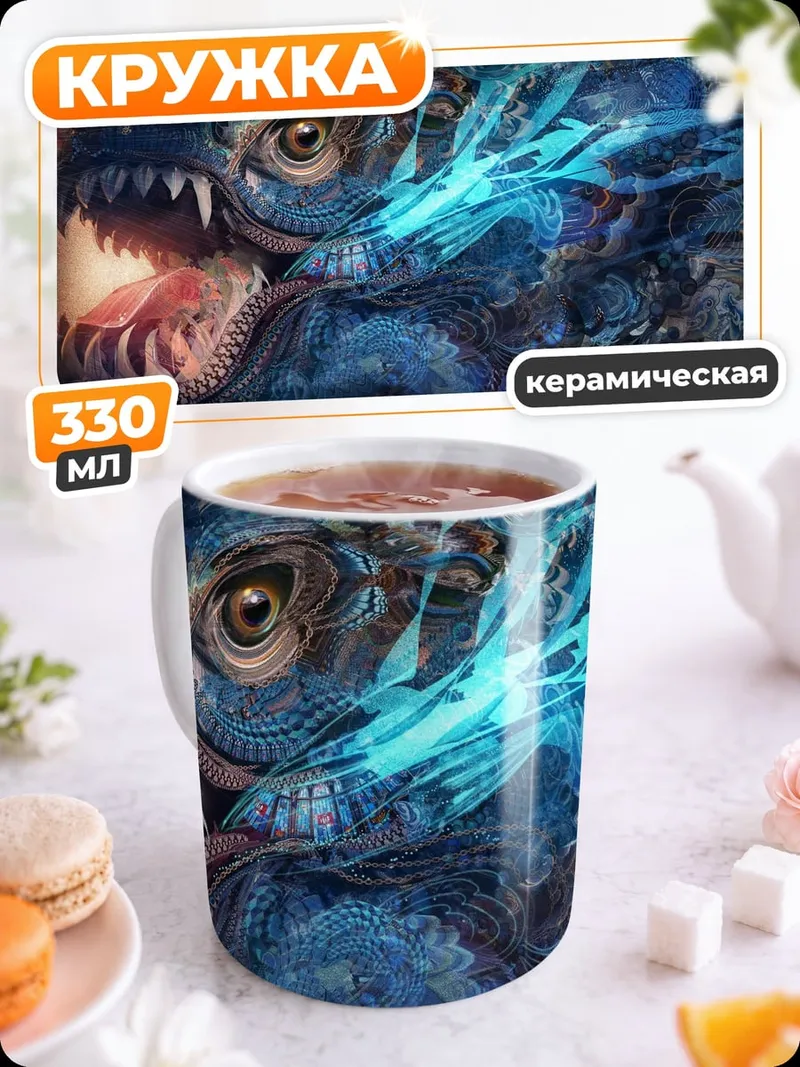 Кружка керамическая Синий дракон