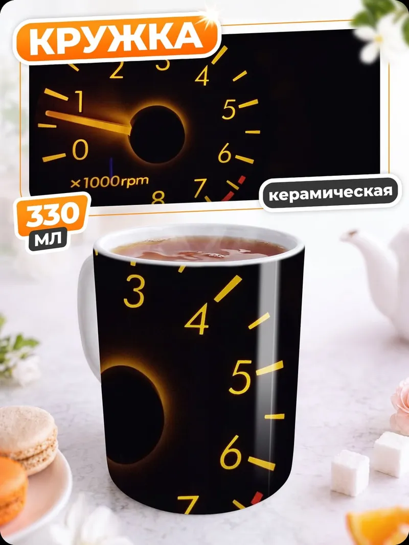 Кружка керамическая тахометр автомобиля