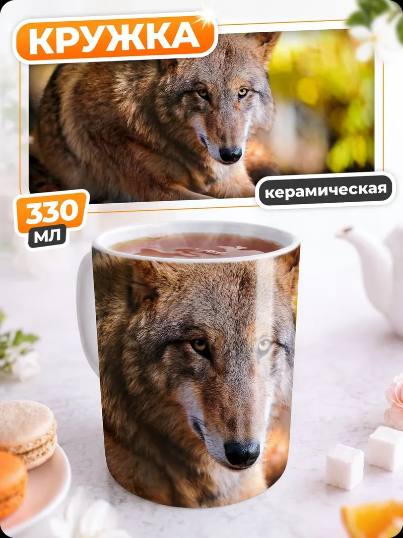 Кружка керамическая Рыжий волк
