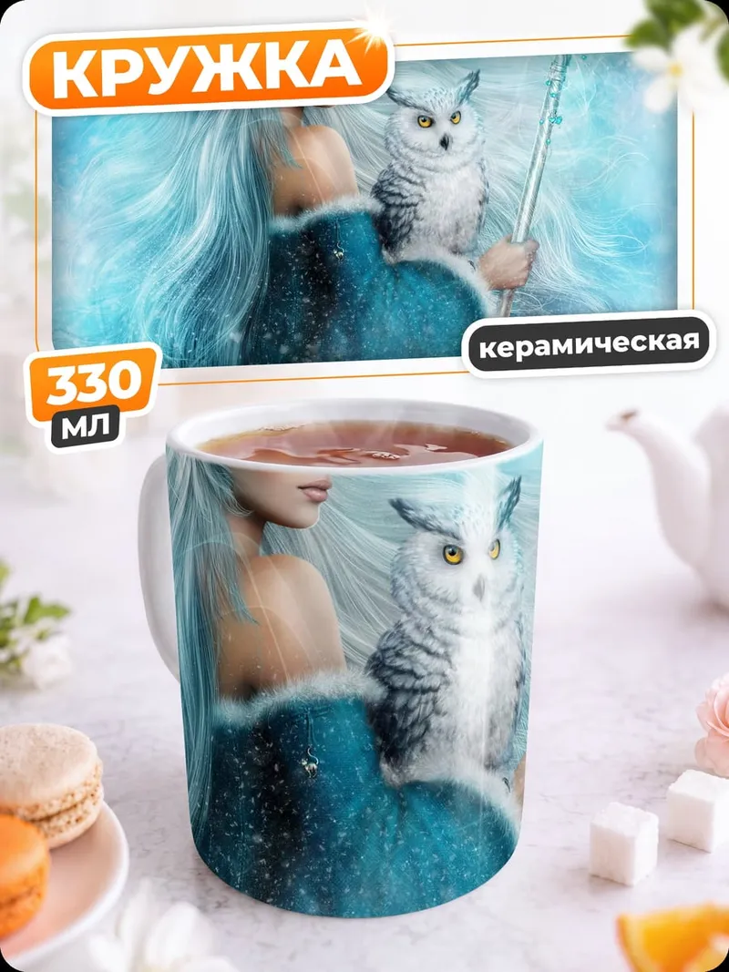 Кружка керамическая Ледяная королева с совой