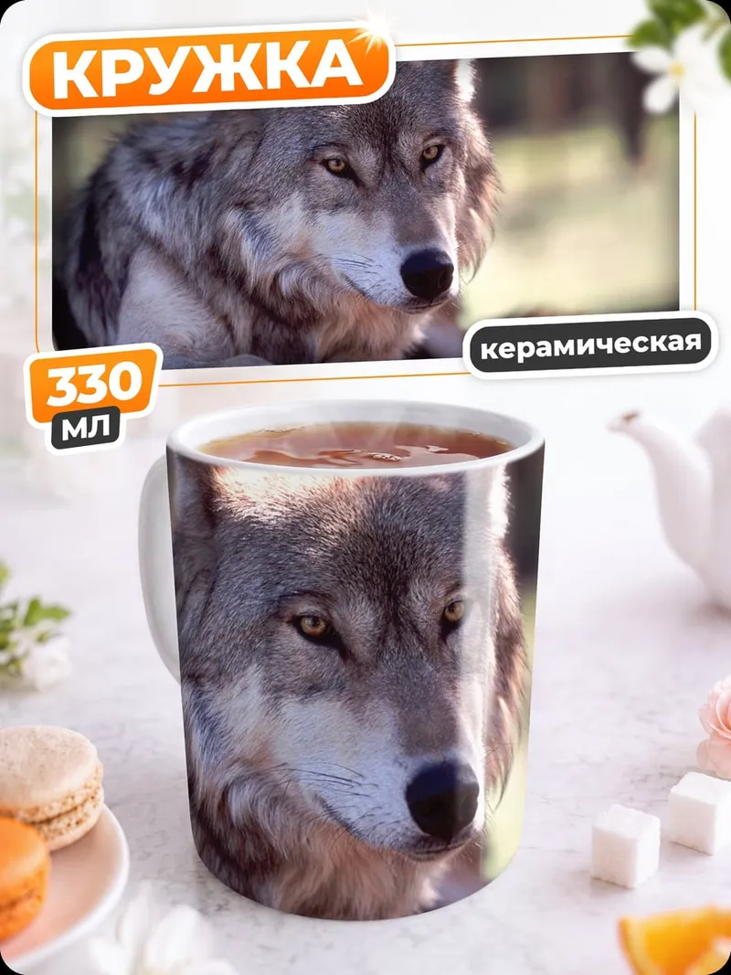 Кружка керамическая Серьезный волк