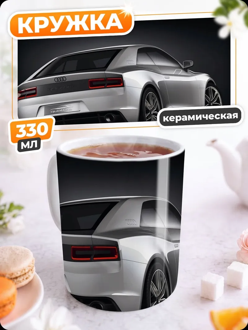 Кружка керамическая Серебристый спорткар