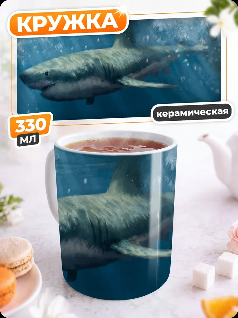 Кружка керамическая Акула в океане