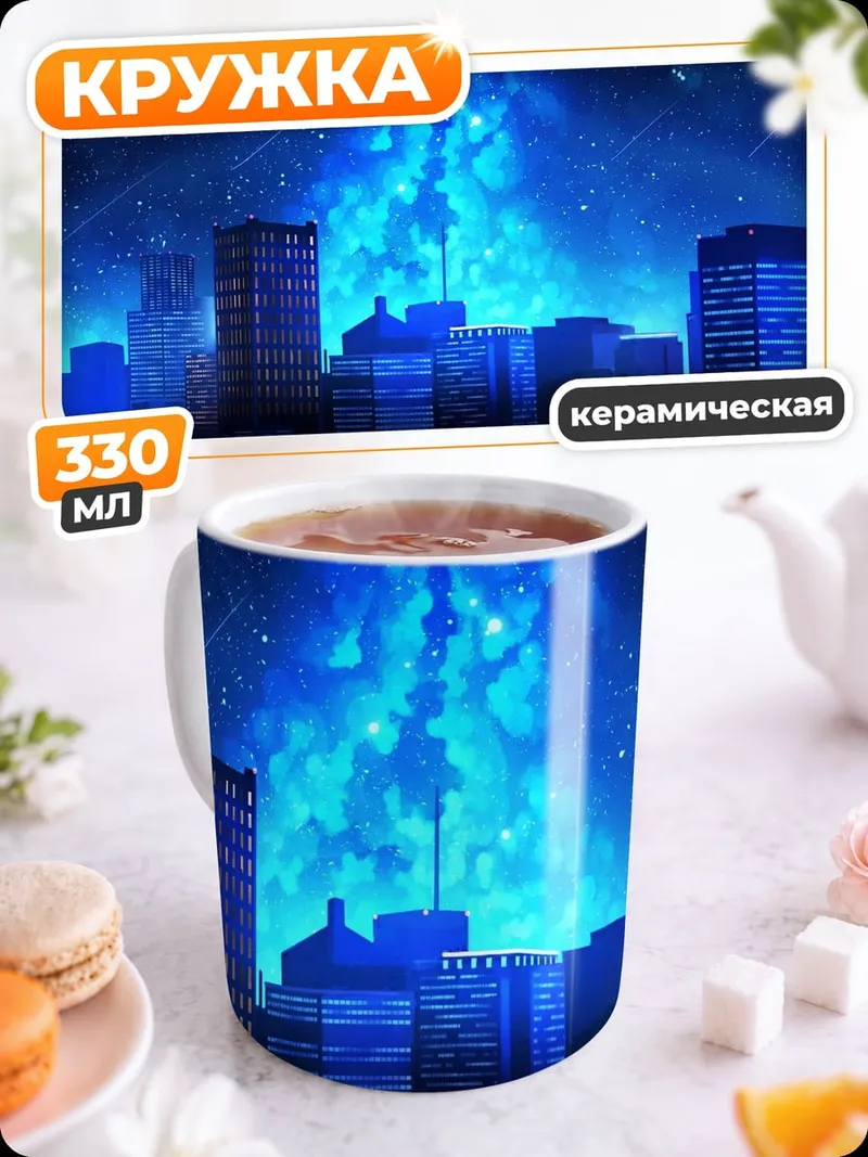 Кружка керамическая Ночной город