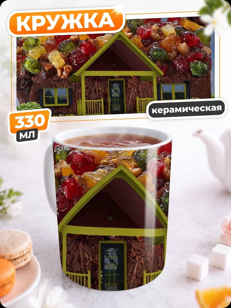 Кружка керамическая пряничный домик сладости