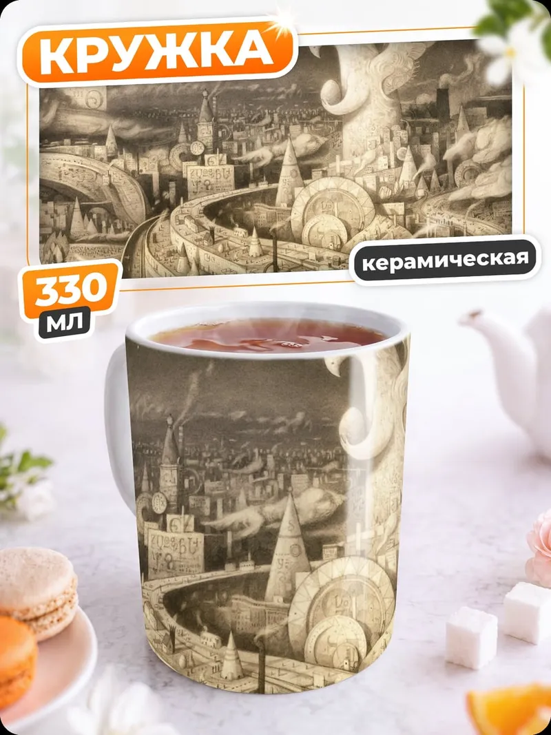 Кружка керамическая сюрреалистичный город