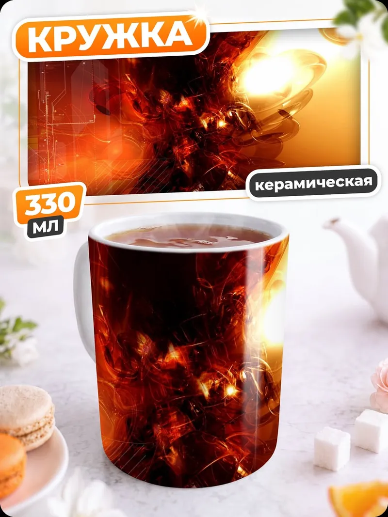 Кружка керамическая Огненная абстракция