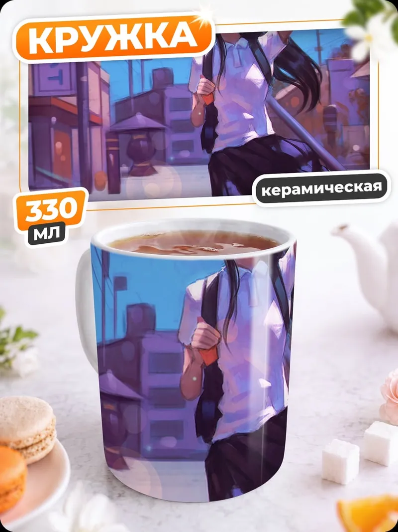 Кружка керамическая Аниме девушка на улице