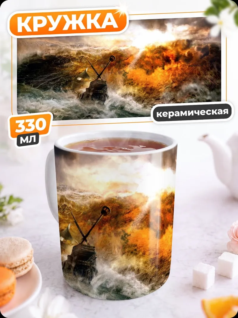 Кружка керамическая шторм на море