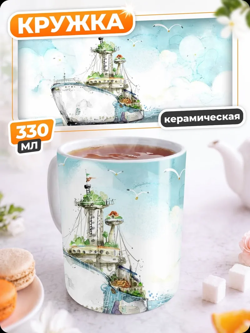 Кружка керамическая фантастический корабль