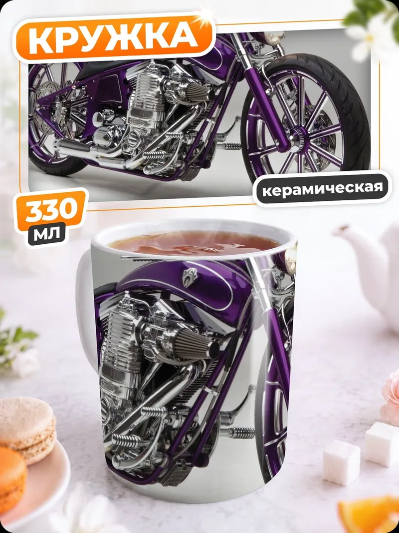 Кружка керамическая фиолетовый чоппер