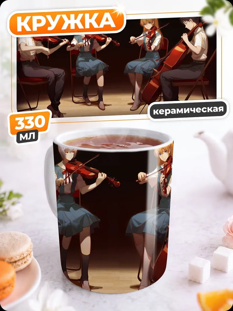 Кружка керамическая Струнный квартет Евангелион