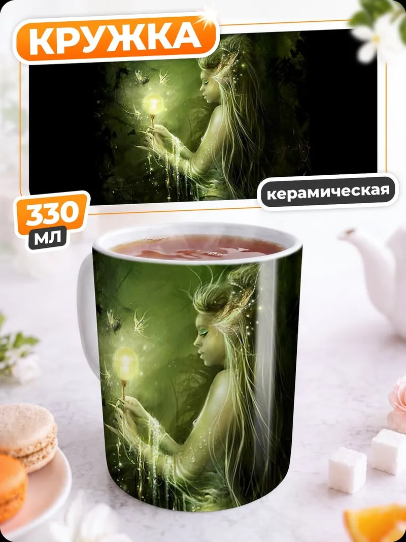 Кружка керамическая Лесная фея со светом