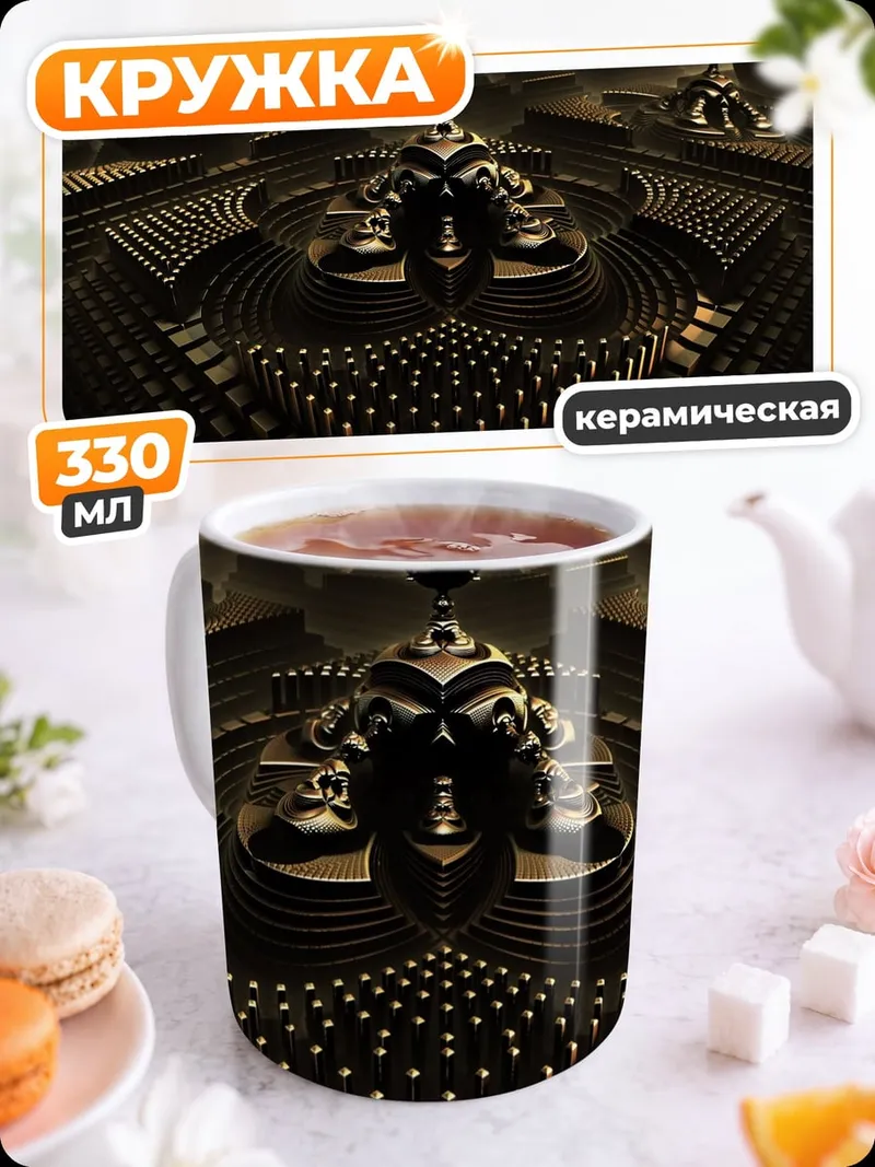 Кружка керамическая Фрактальная шахматная доска