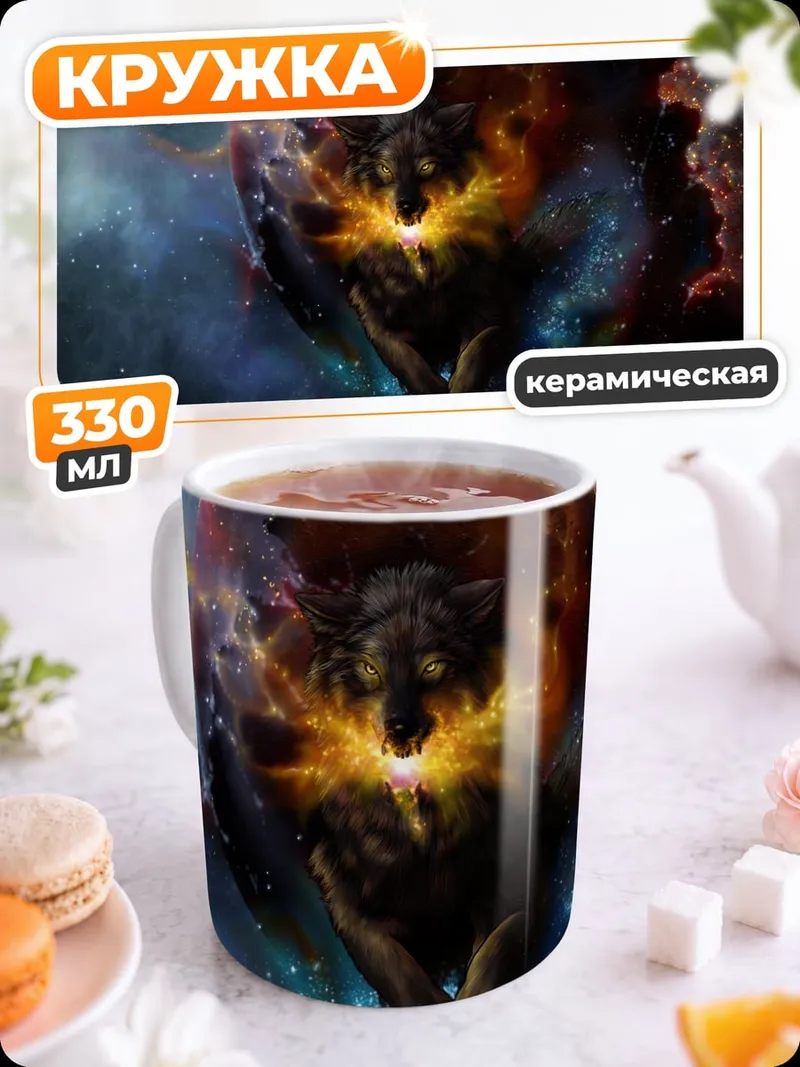 Кружка керамическая Космический волк