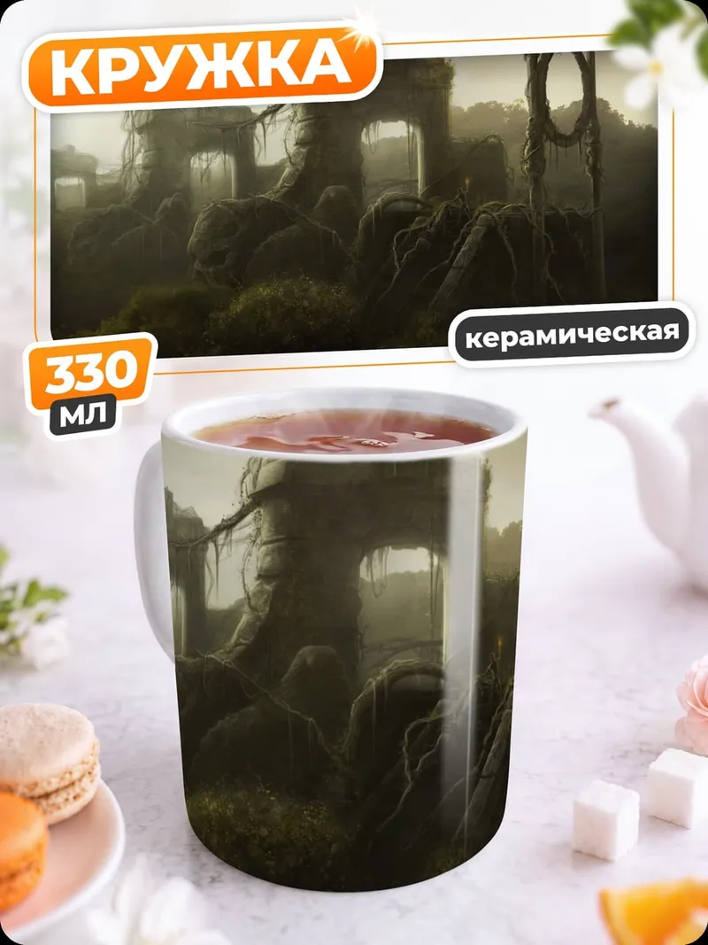 Кружка керамическая Заброшенные руины туман