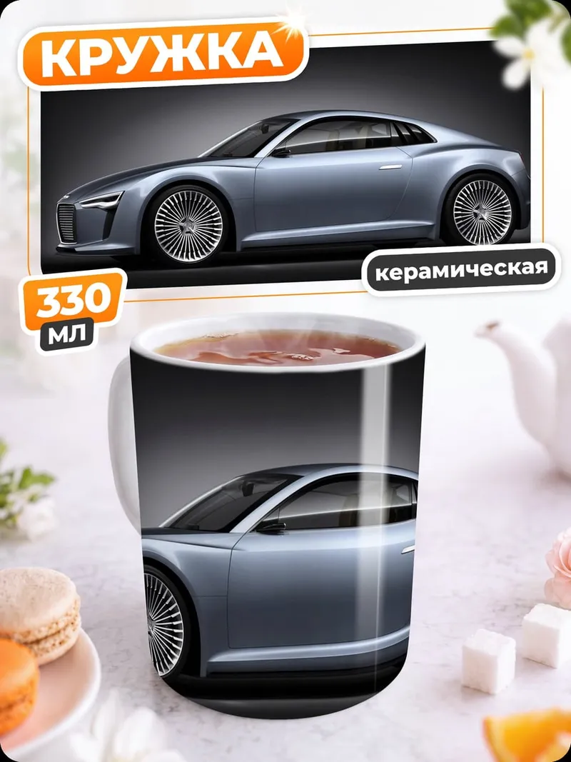 Кружка керамическая Серебристый спорткар