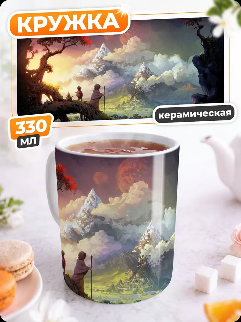 Кружка керамическая Фэнтези горный пейзаж