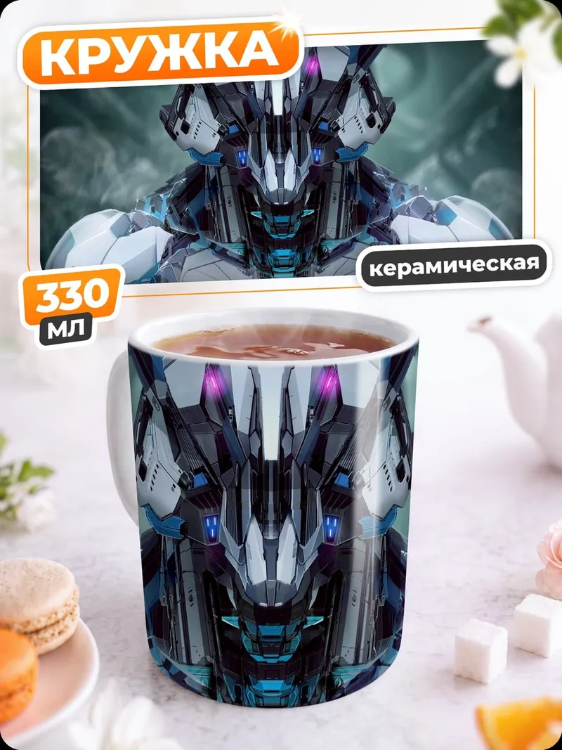 Кружка керамическая Кибернетический воин