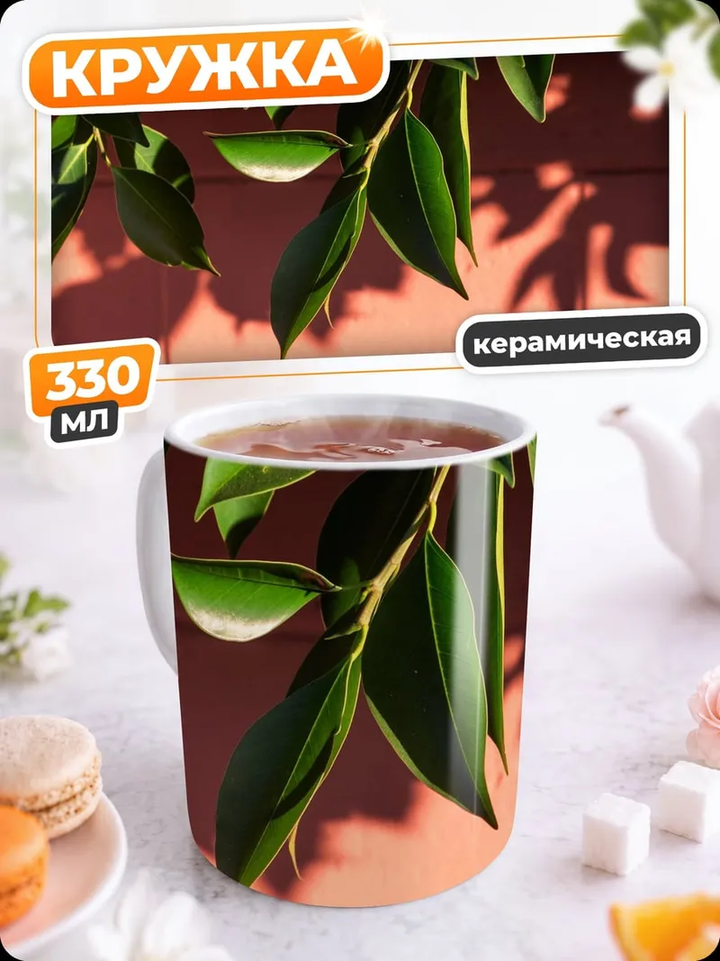 Кружка керамическая Тень листвы на стене