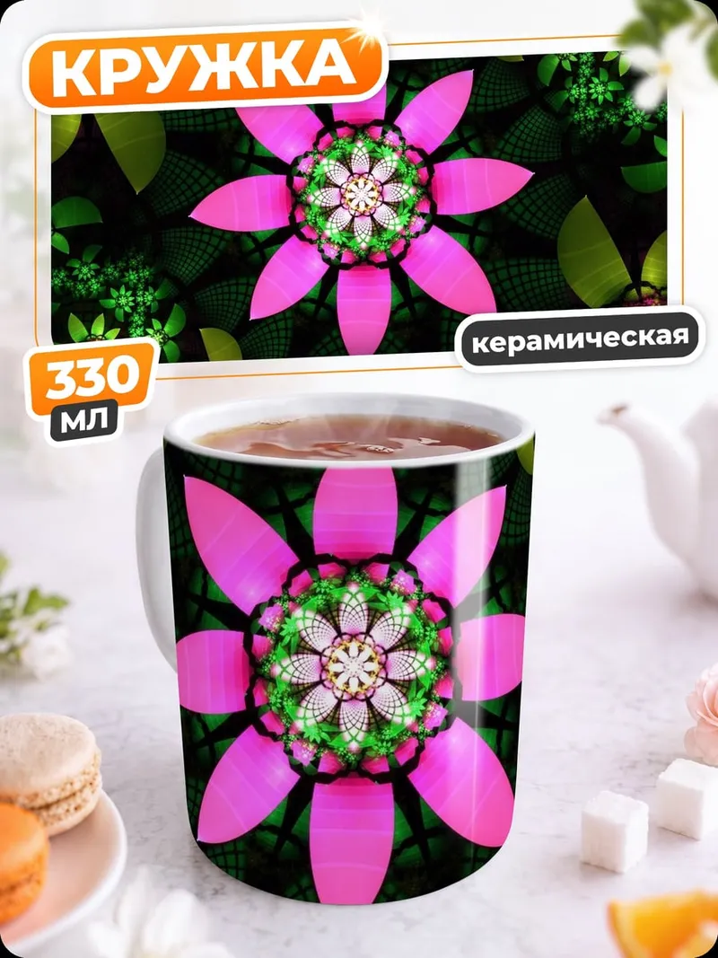 Кружка керамическая Неоновые цветы