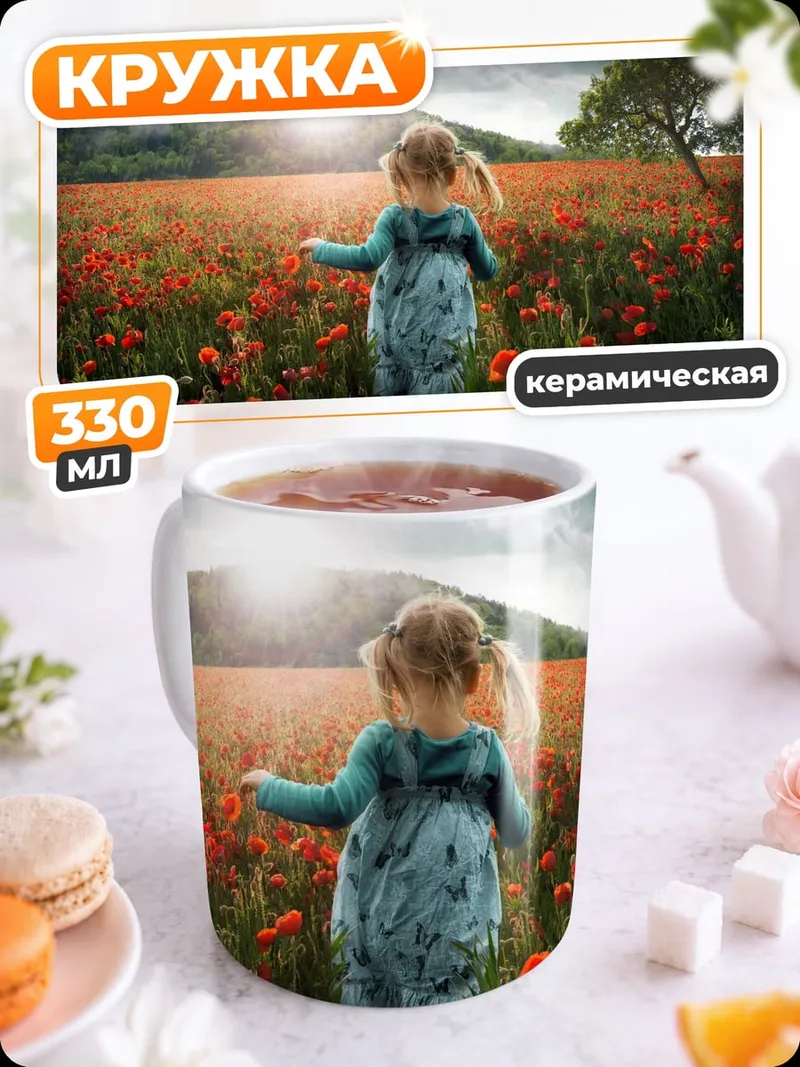 Кружка керамическая девочка в поле