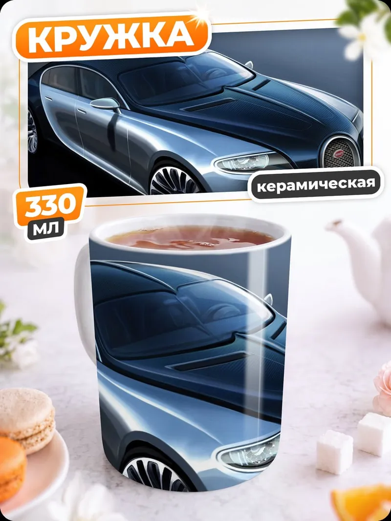 Кружка керамическая Бугатти футуристичный