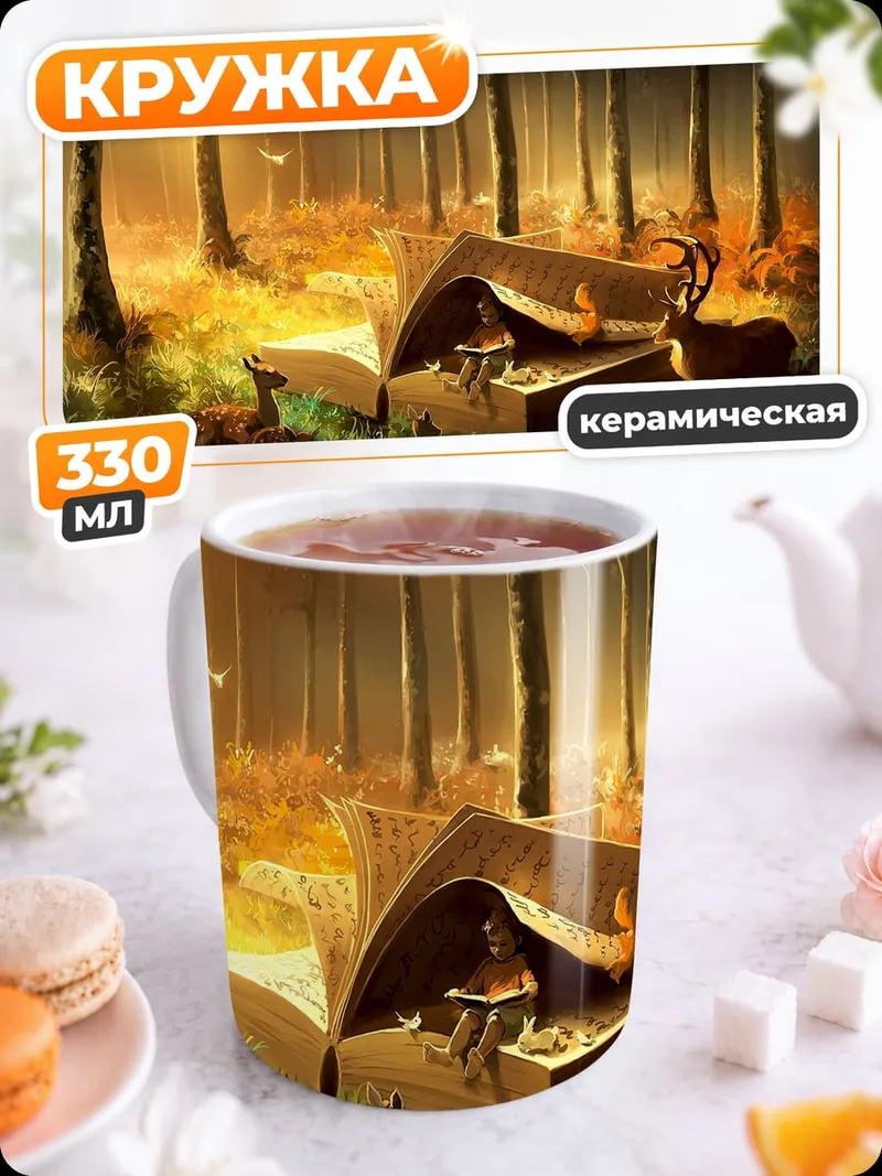 Кружка керамическая Лесная книга