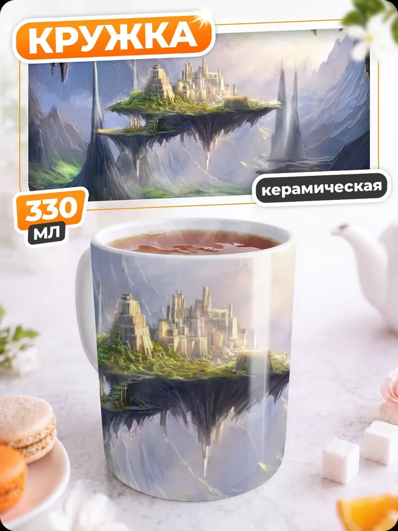 Кружка керамическая летающий город