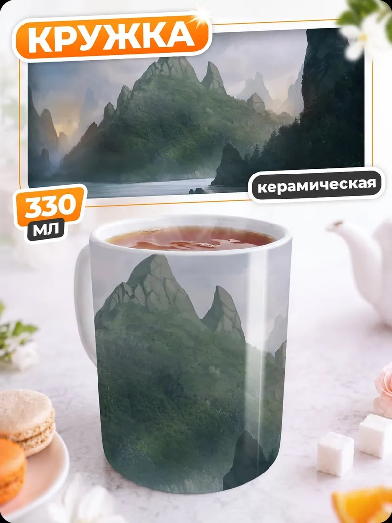 Кружка керамическая Туманные горы