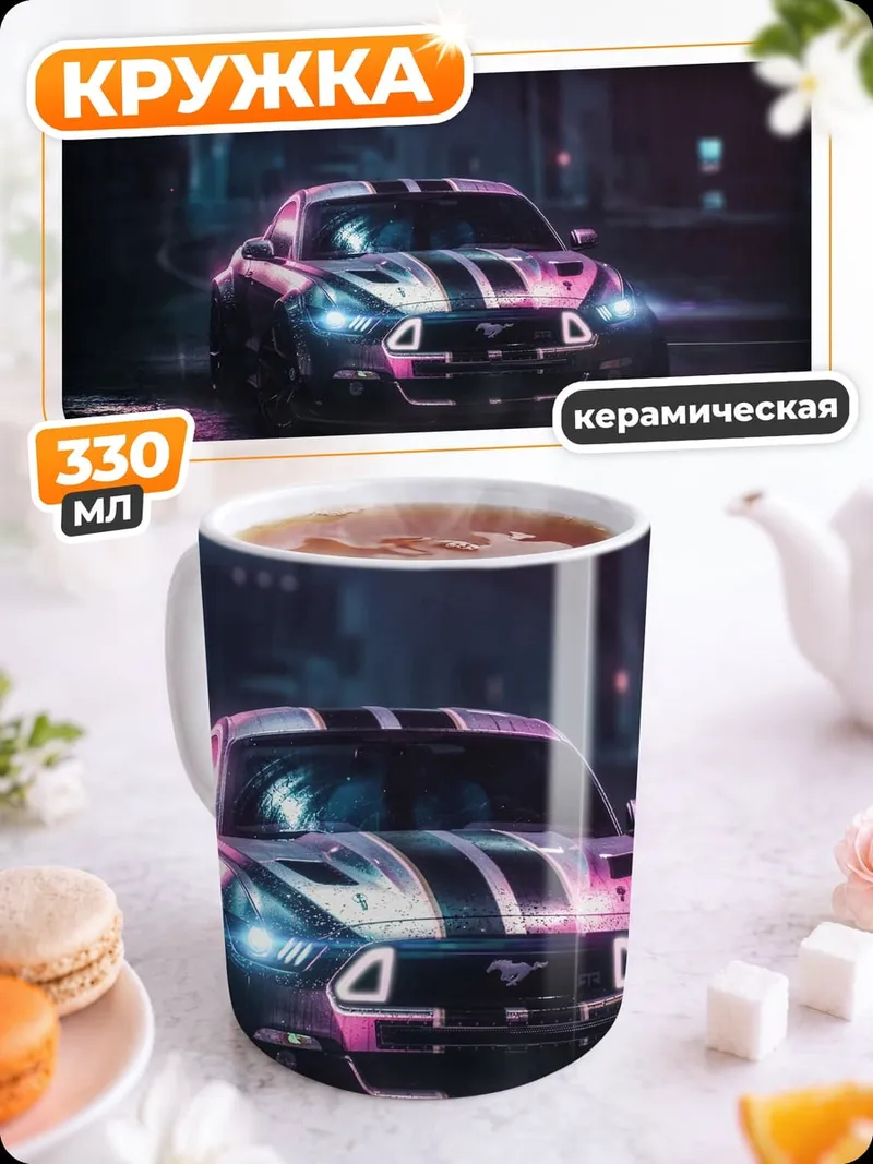Кружка керамическая Неоновый спорткар