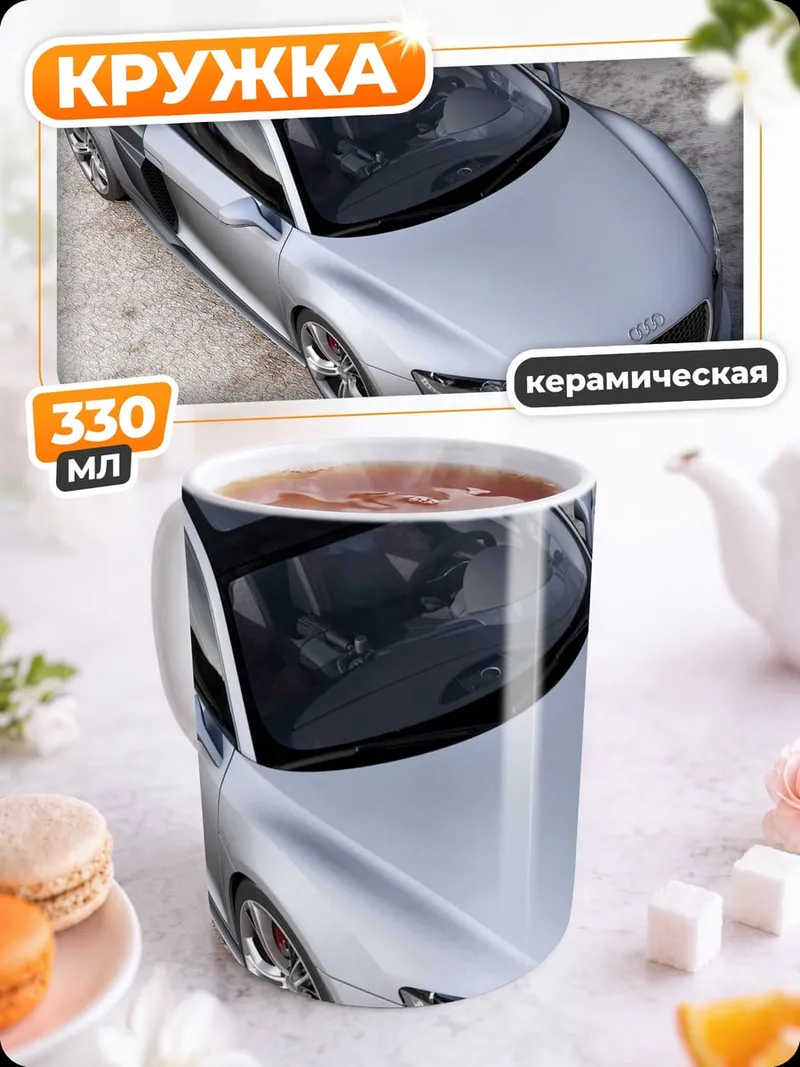 Кружка керамическая Серебристый спорткар