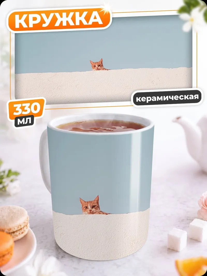 Кружка керамическая Кот на заборе