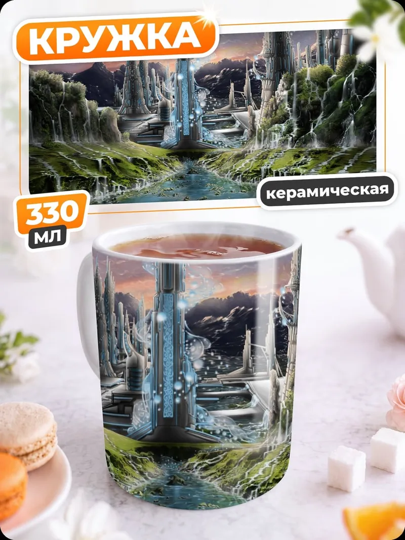 Кружка керамическая Фантастический город