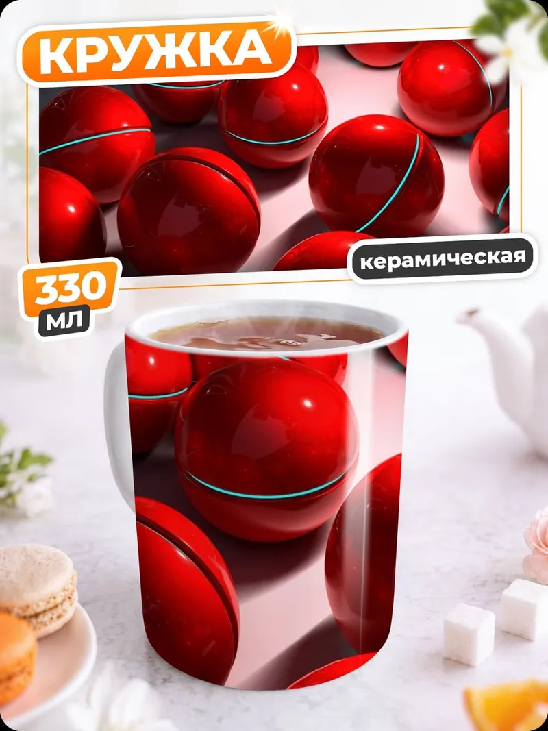 Кружка керамическая Красные шары