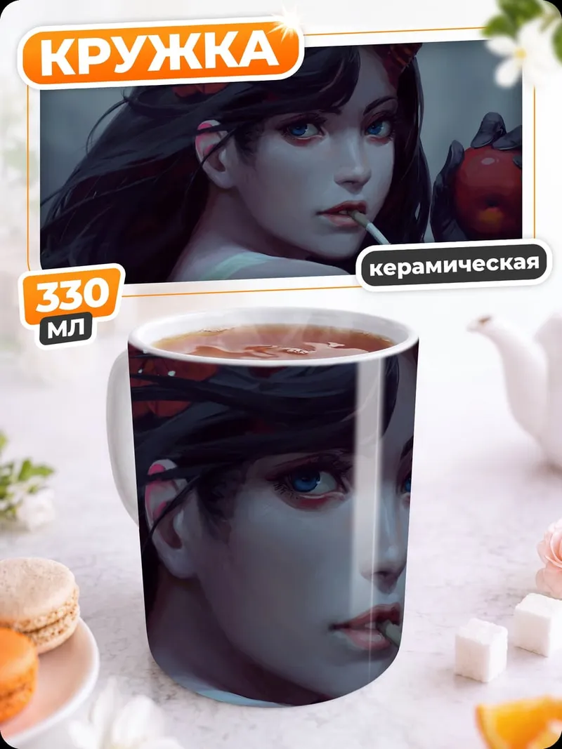 Кружка керамическая демон с яблоком