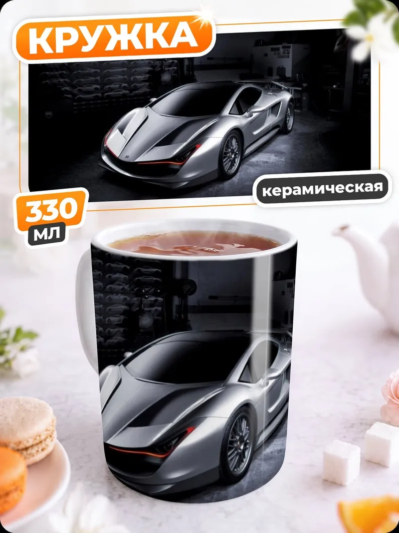 Кружка керамическая Серебристый спорткар