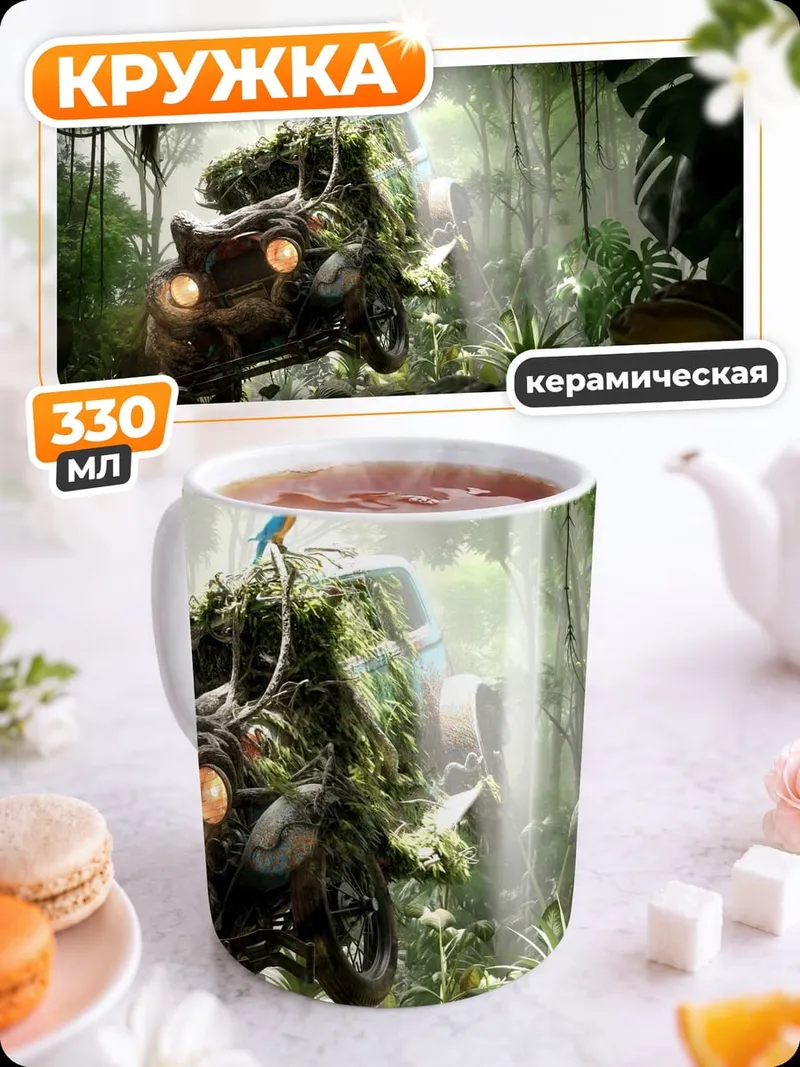 Кружка керамическая Меха-зверь в джунглях