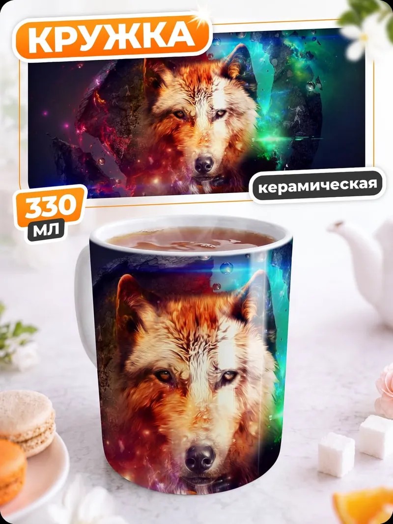 Кружка керамическая Космический волк
