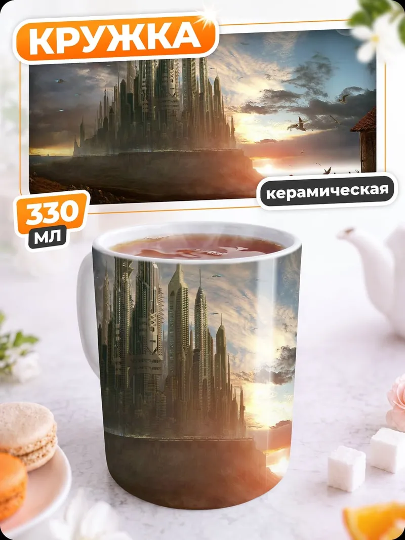 Кружка керамическая Замок на закате