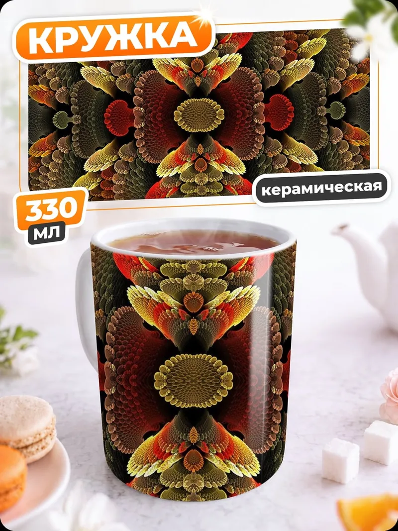 Кружка керамическая Фрактальный узор