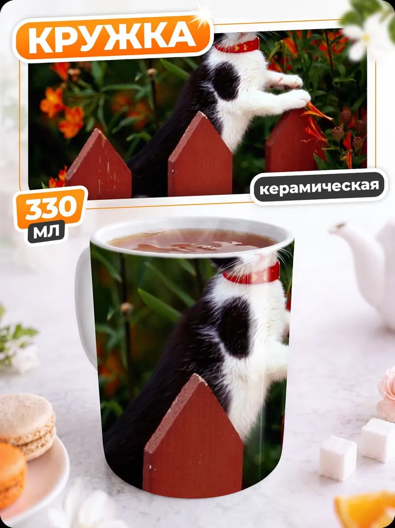 Кружка керамическая Кот на заборе