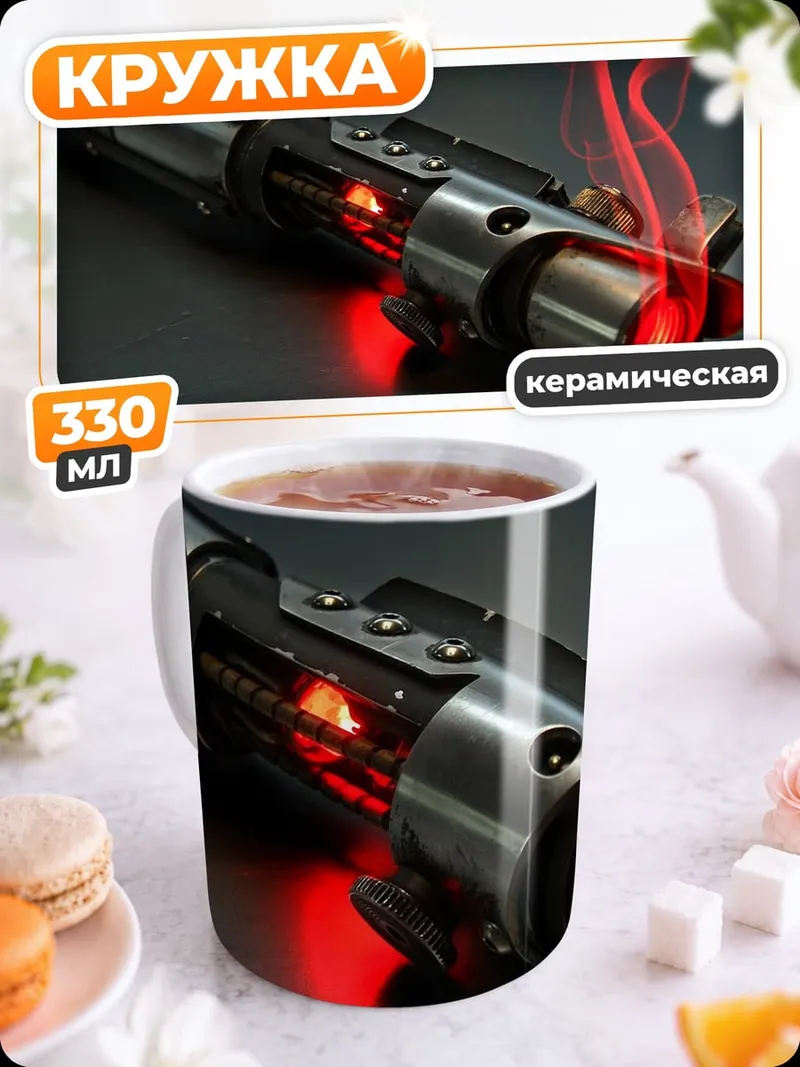 Кружка керамическая красный световой меч