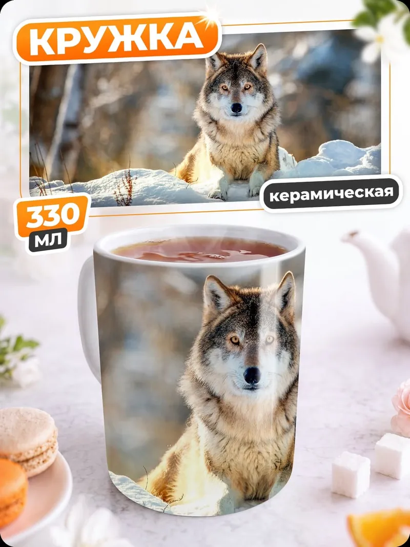 Кружка керамическая Зимний волк