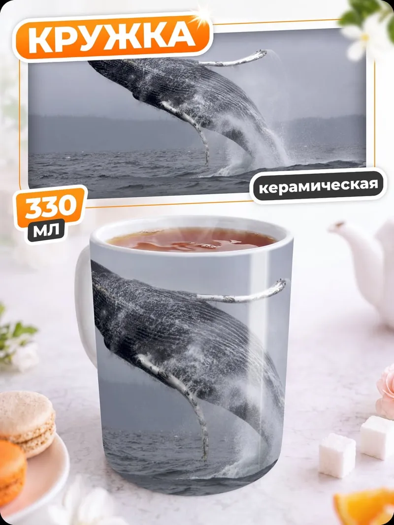 Кружка керамическая прыгающий кит