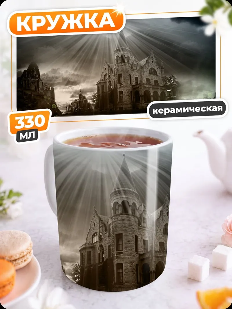 Кружка керамическая Замок в лучах света