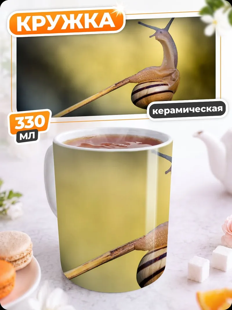 Кружка керамическая улитка на палке