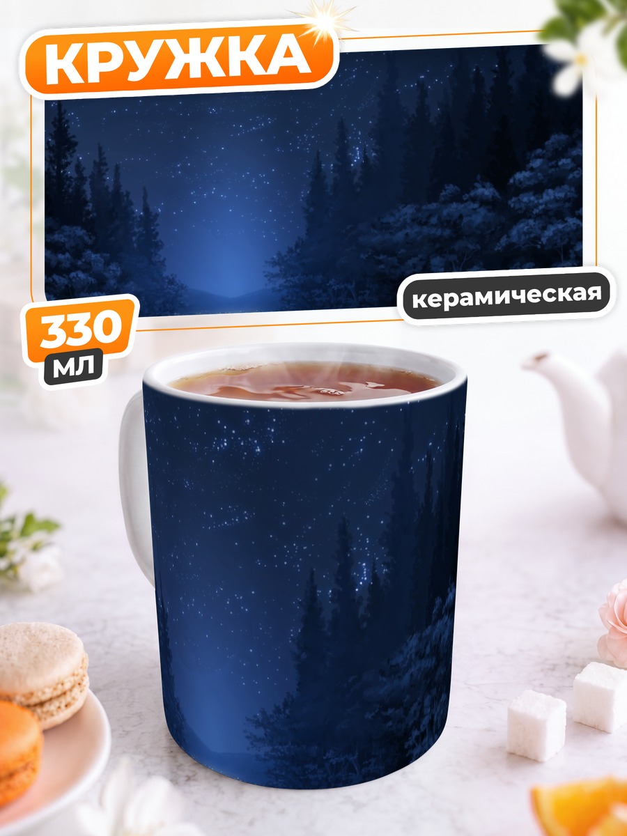 Кружка керамическая Звездная ночь в лесу