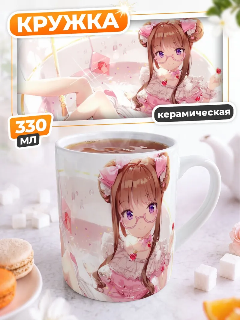 Кружка керамическая Девушка в десерте